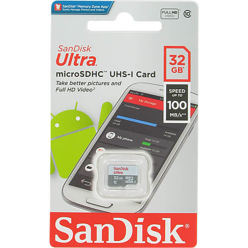 بطاقة ذاكرة SanDisk Ultra Micro – سرعة 100MB/s | سعة 32GB بطاقة ذاكرة SanDisk Ultra Micro – سرعة 100MB/s | سعة 32GB